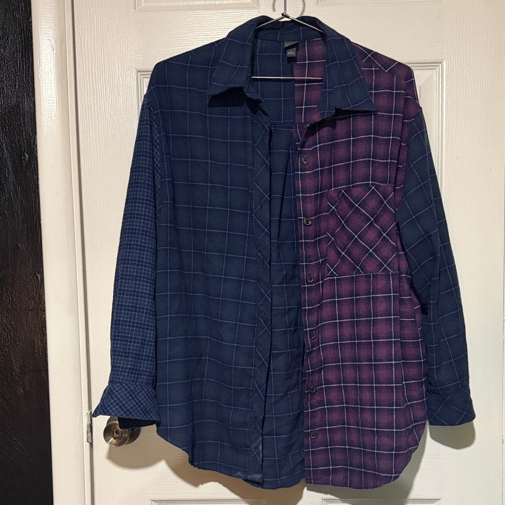 Wild Fable Navy and Plum Plaid Shirt